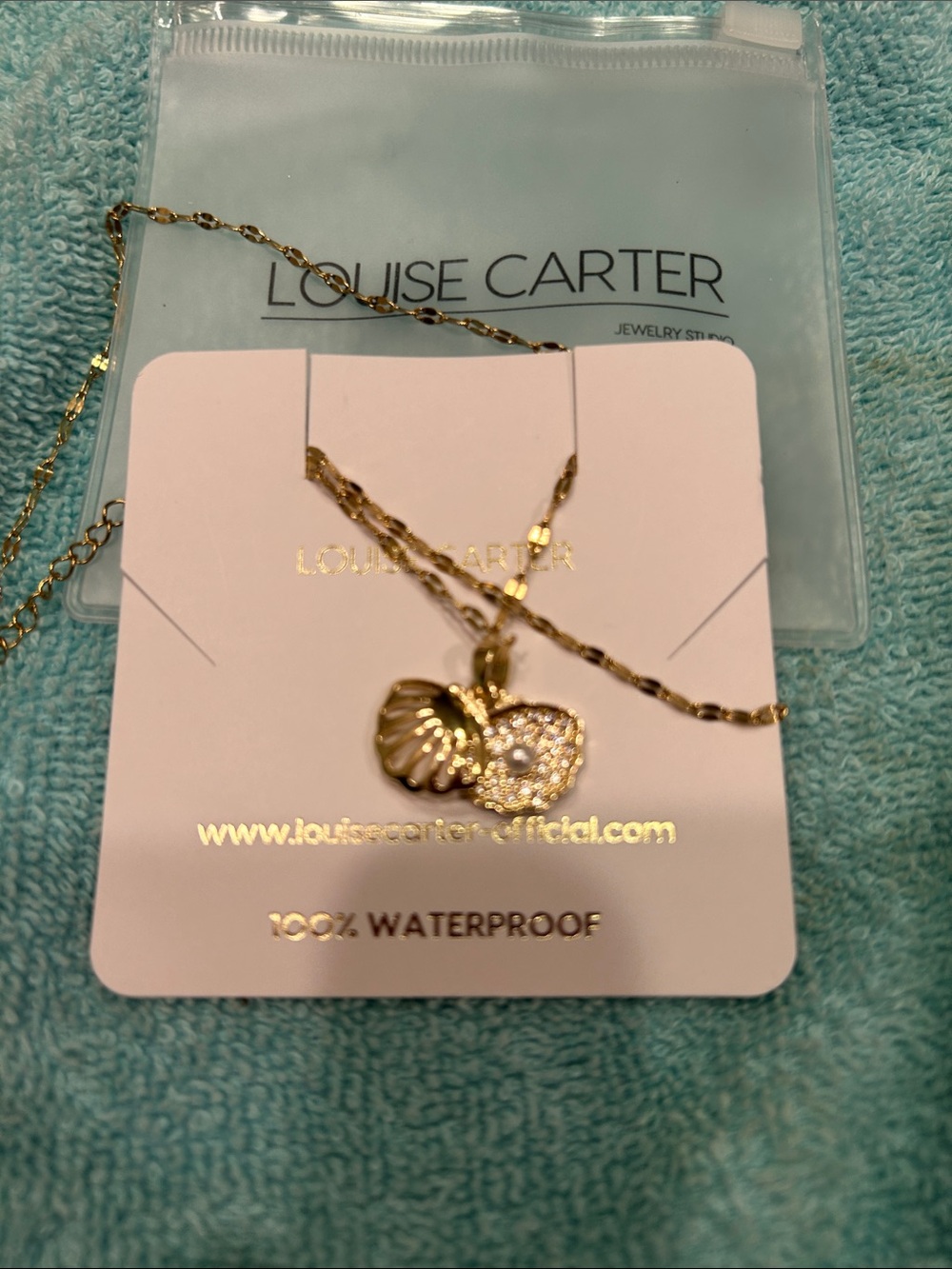 Louise Carter Gold Shell & Pavé Pendant Necklace